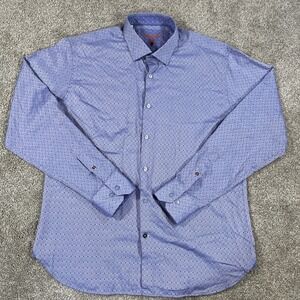 Visconti Black XL‎ Shirt Geometric Print Button Front Long Sleeve Dress Casual